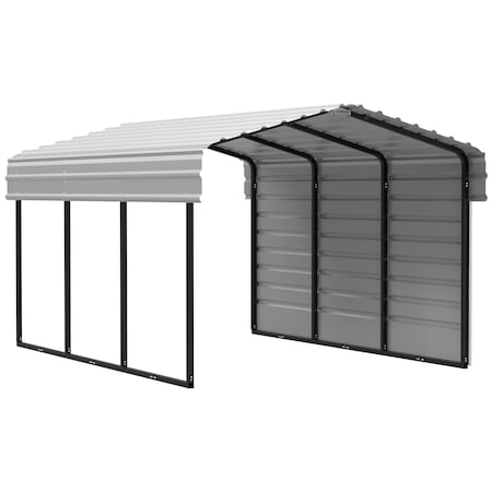Arrow Storage Products Galvanized Steel Carport, W/ 1-Sided Enclosure, Compact Car Metal Carport Kit, 10'x15'x7', Eggshell CPH101507ECL1
